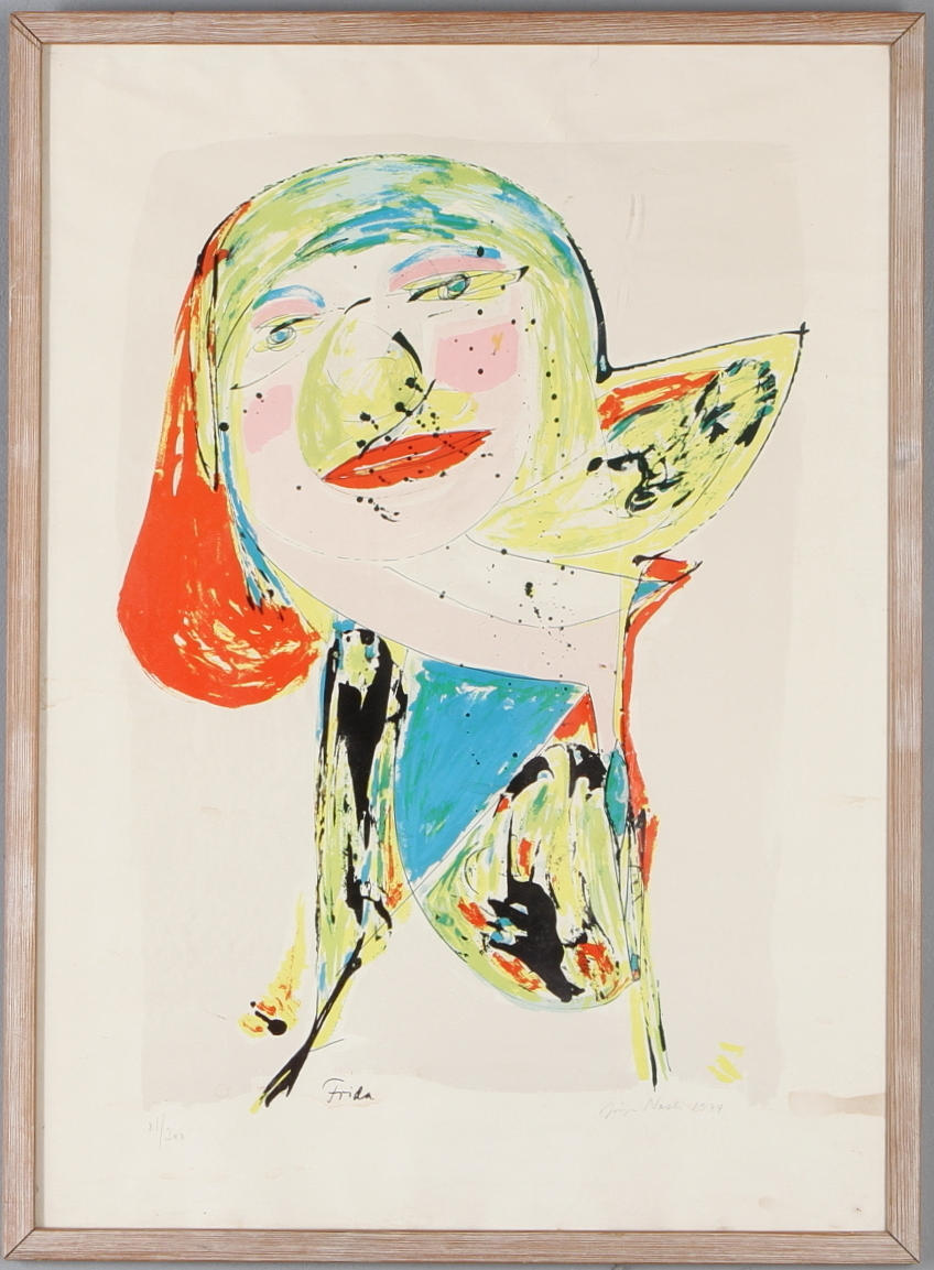 JÖRGEN NASH. "Frida", färglitografi, signerad, daterad 1974 samt numrerad 81/200.