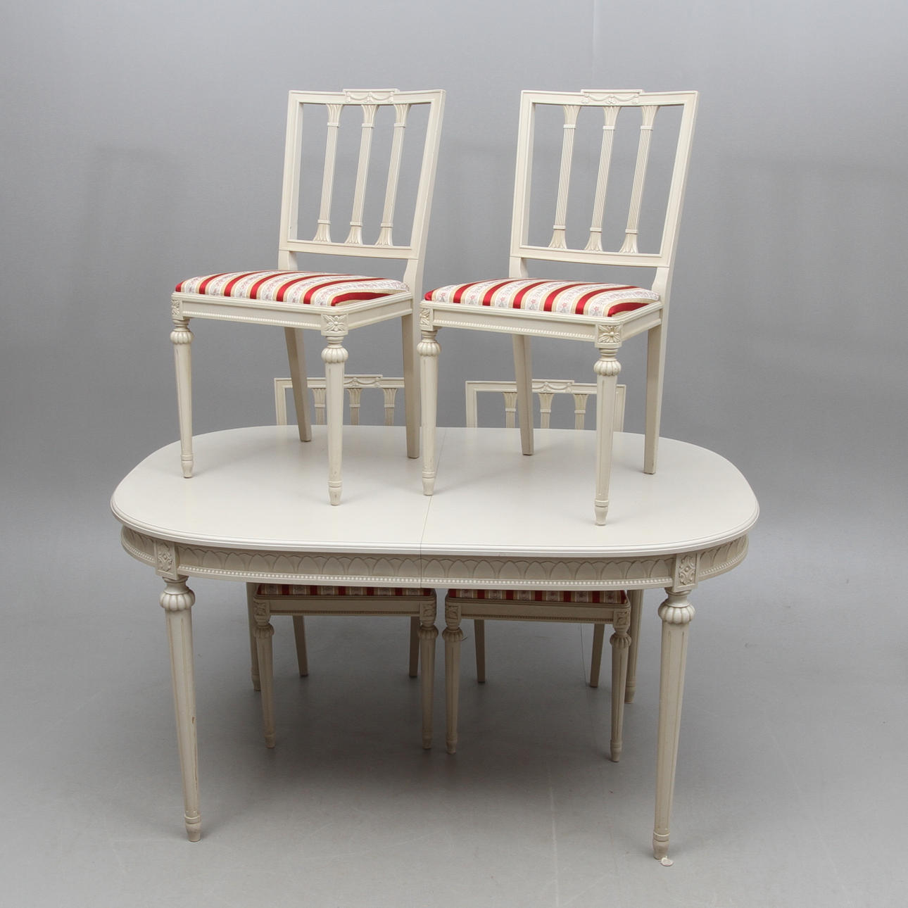 MATSALSGRUPP, 5 delar, gustaviansk stil, 1900-talets andra hälft.