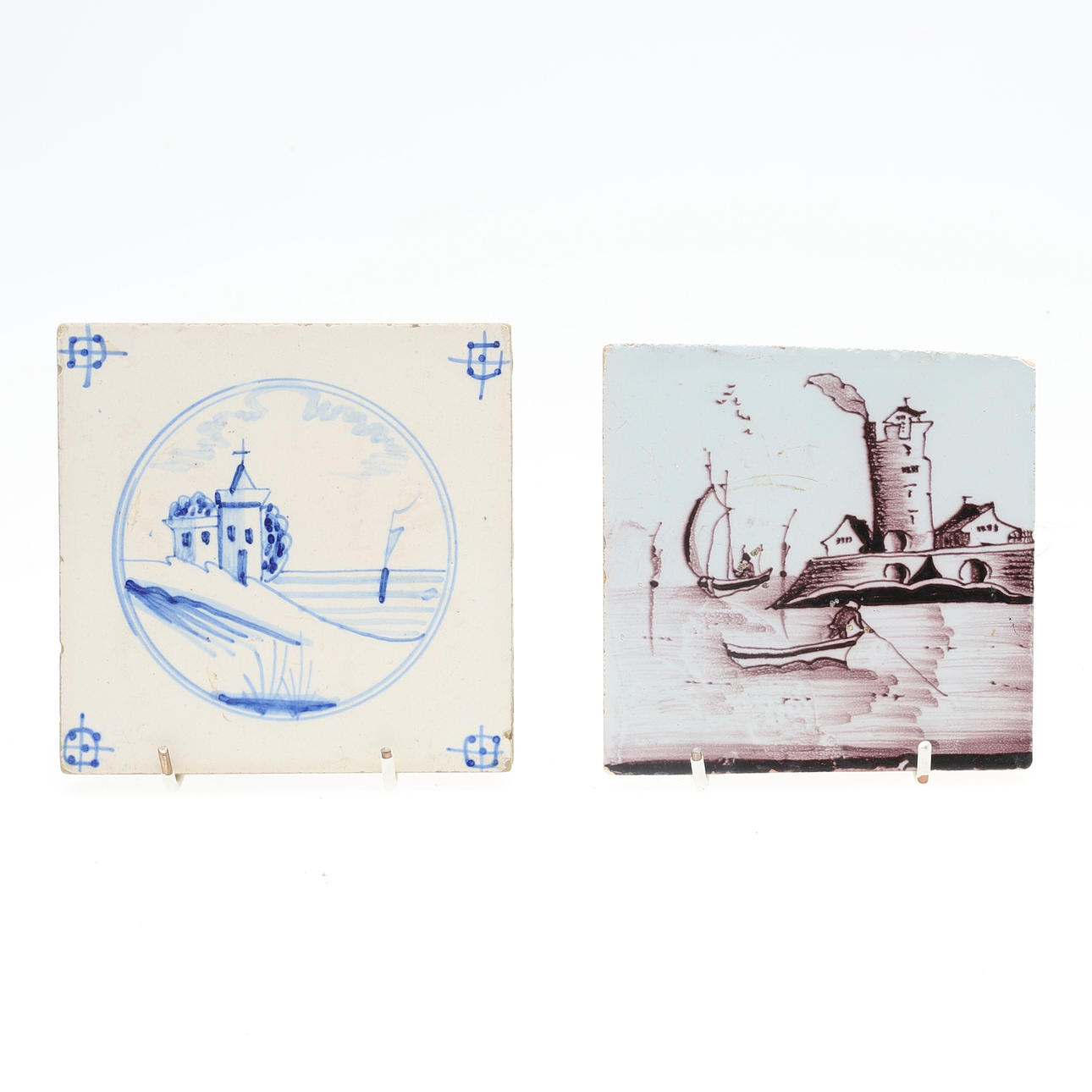 TWO 18TH CENTURY DELFT TILES.