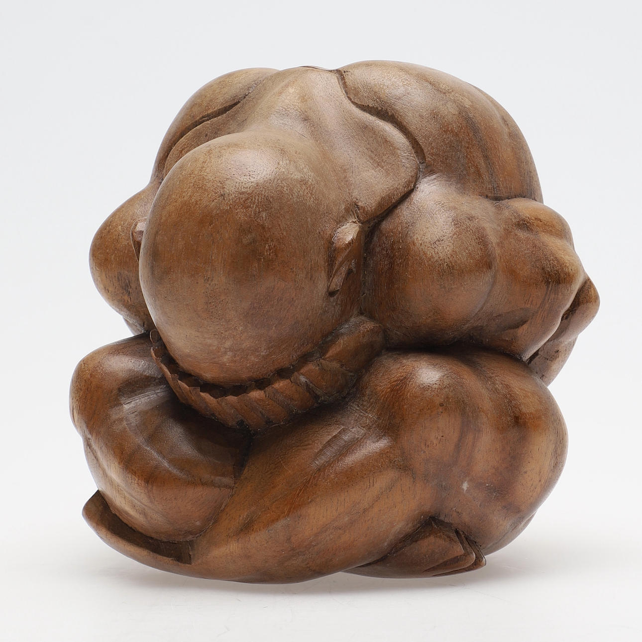SCULPTURE, weeping Buddha, wood.