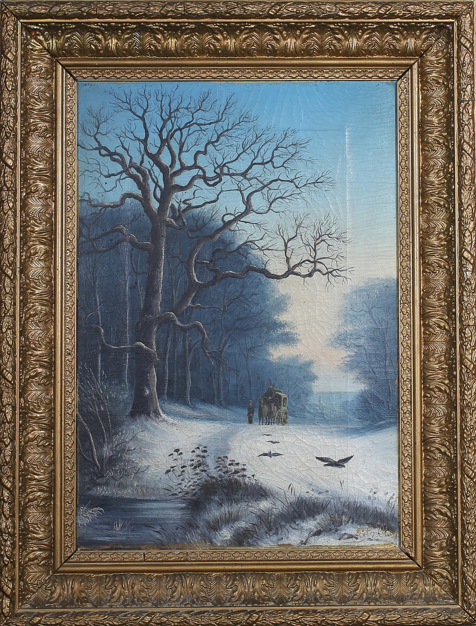 OIDENTIFIERAD KONSTNÄR. Oljemålningar, 2 st, 1 st signerad Peter Olson.