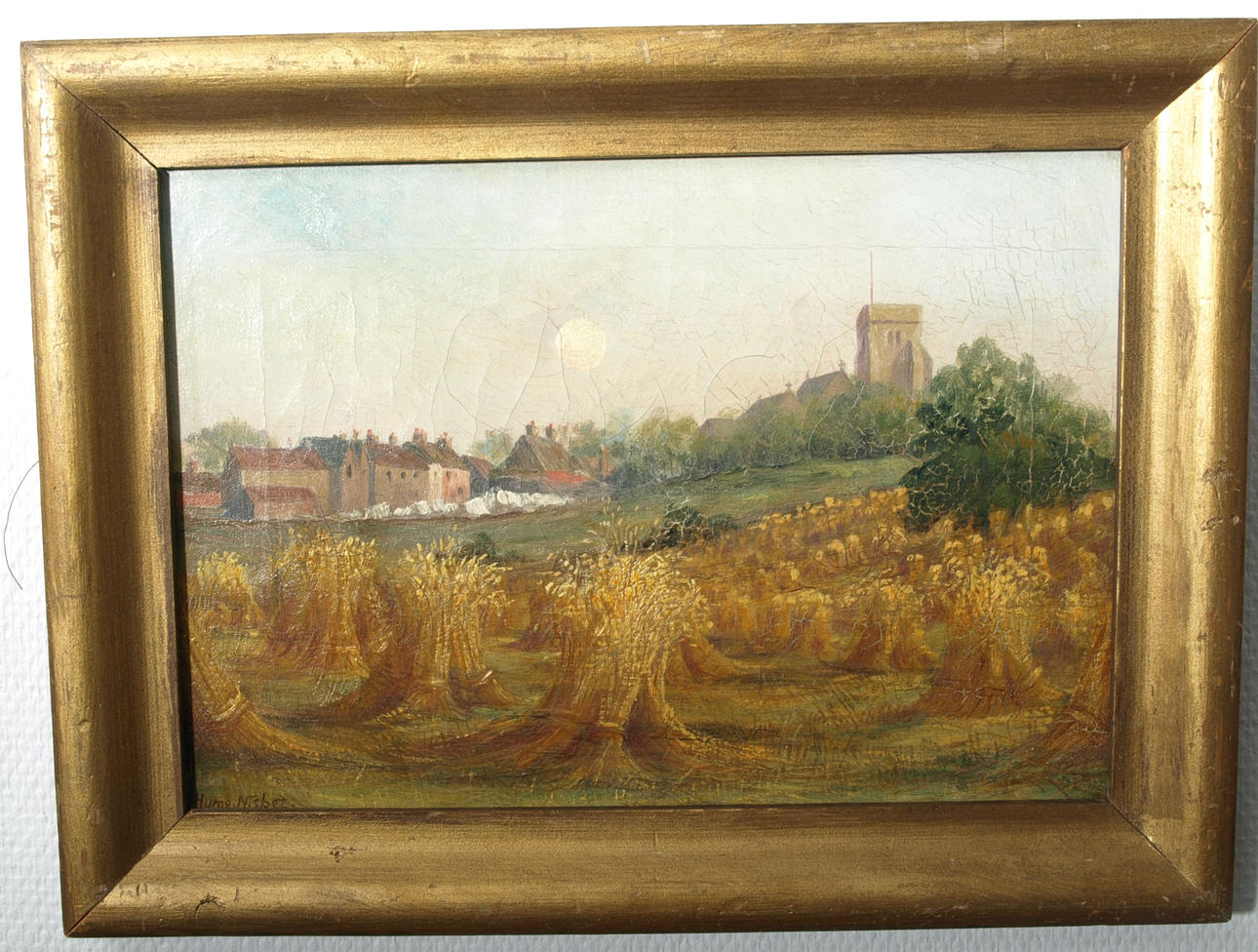 HUME NISBET. Olja på duk, "The Cornfield", signerad, 1800-1900-tal.