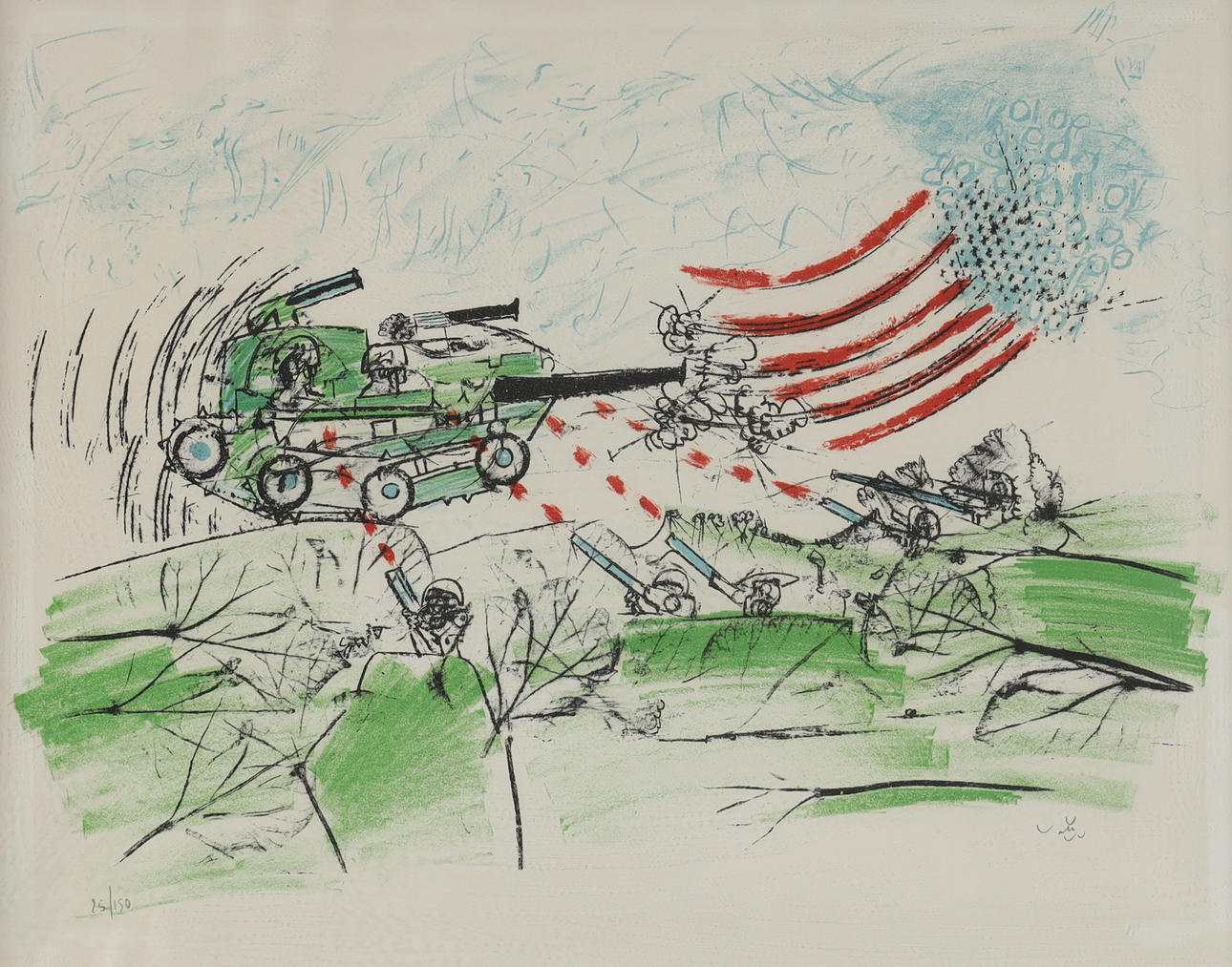 ROBERTO MATTA. "La Guerre (1970)", lithograph.