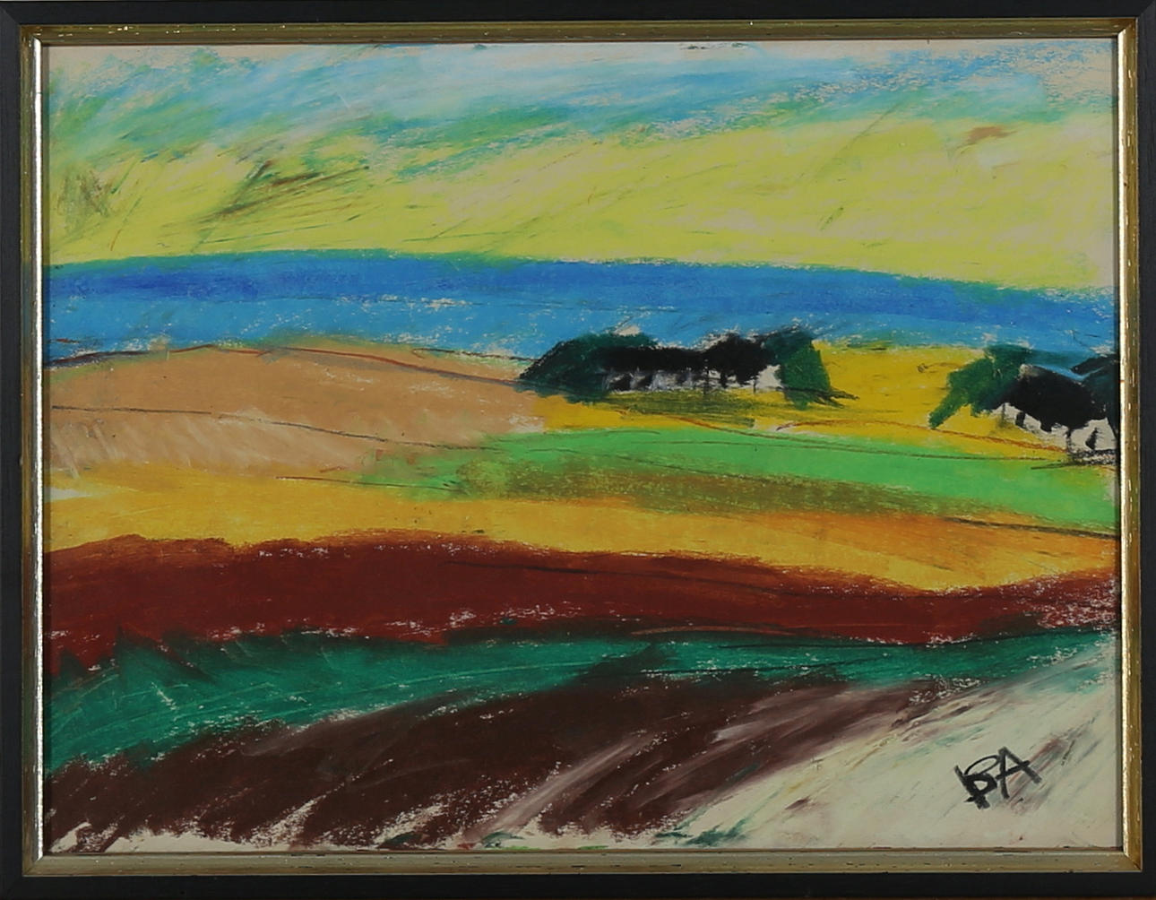 BERTIL ANDERSSON. Skånskt landskap, pastell, signerad B A.