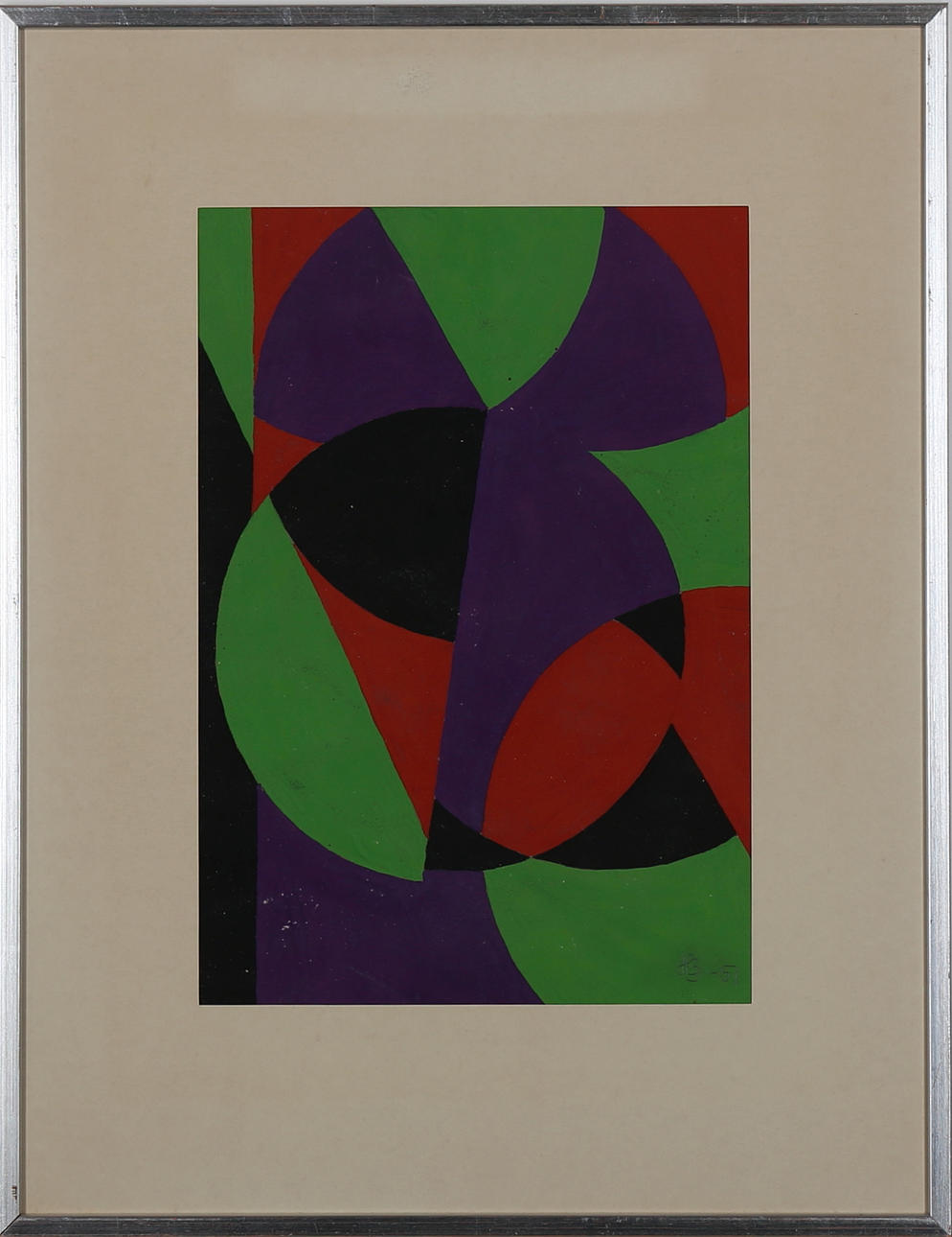 HARRY BOOSTRÖM. Plane geometric composition, tempera, signed HB and dated 1951.