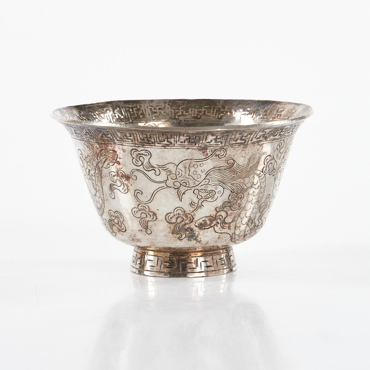 BOWL, silver, Tibet, early 20th century, engraved decoration of ...