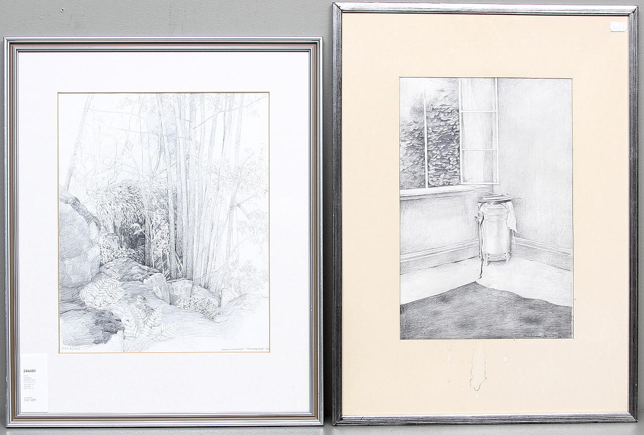 ANNA-KATARINA HERMANSSON. Teckningar, 2 st, signerade och daterade 75 samt -86.