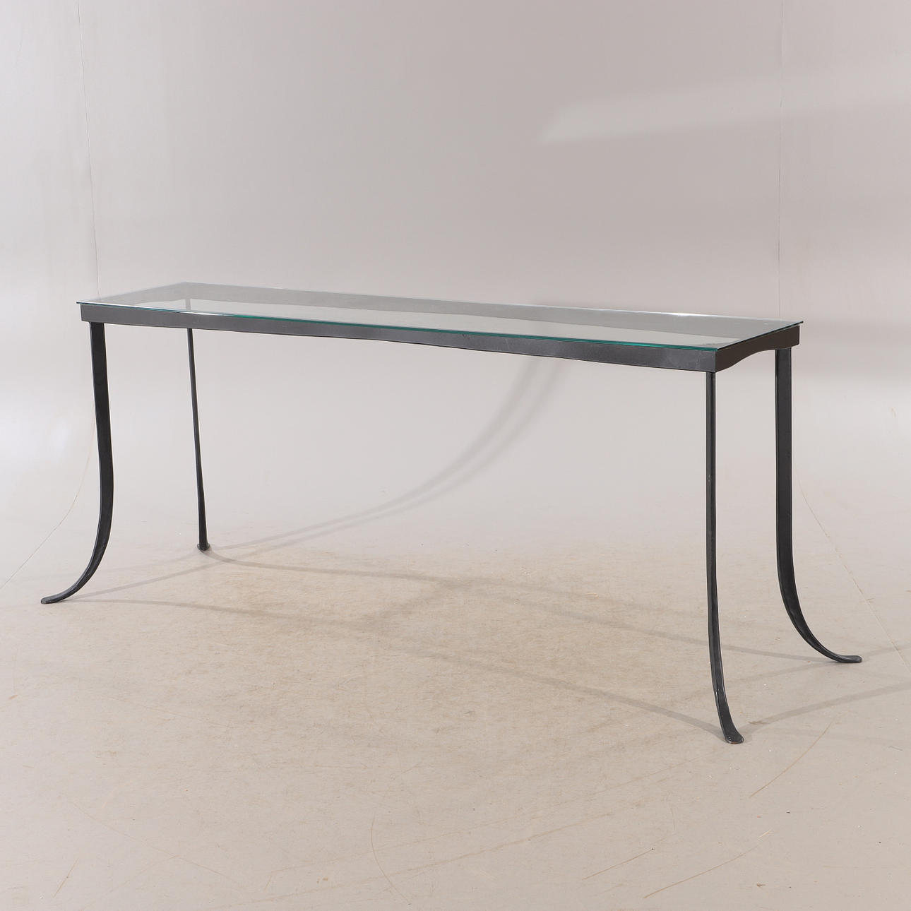 SIDE TABLE, glass/black painted metal.