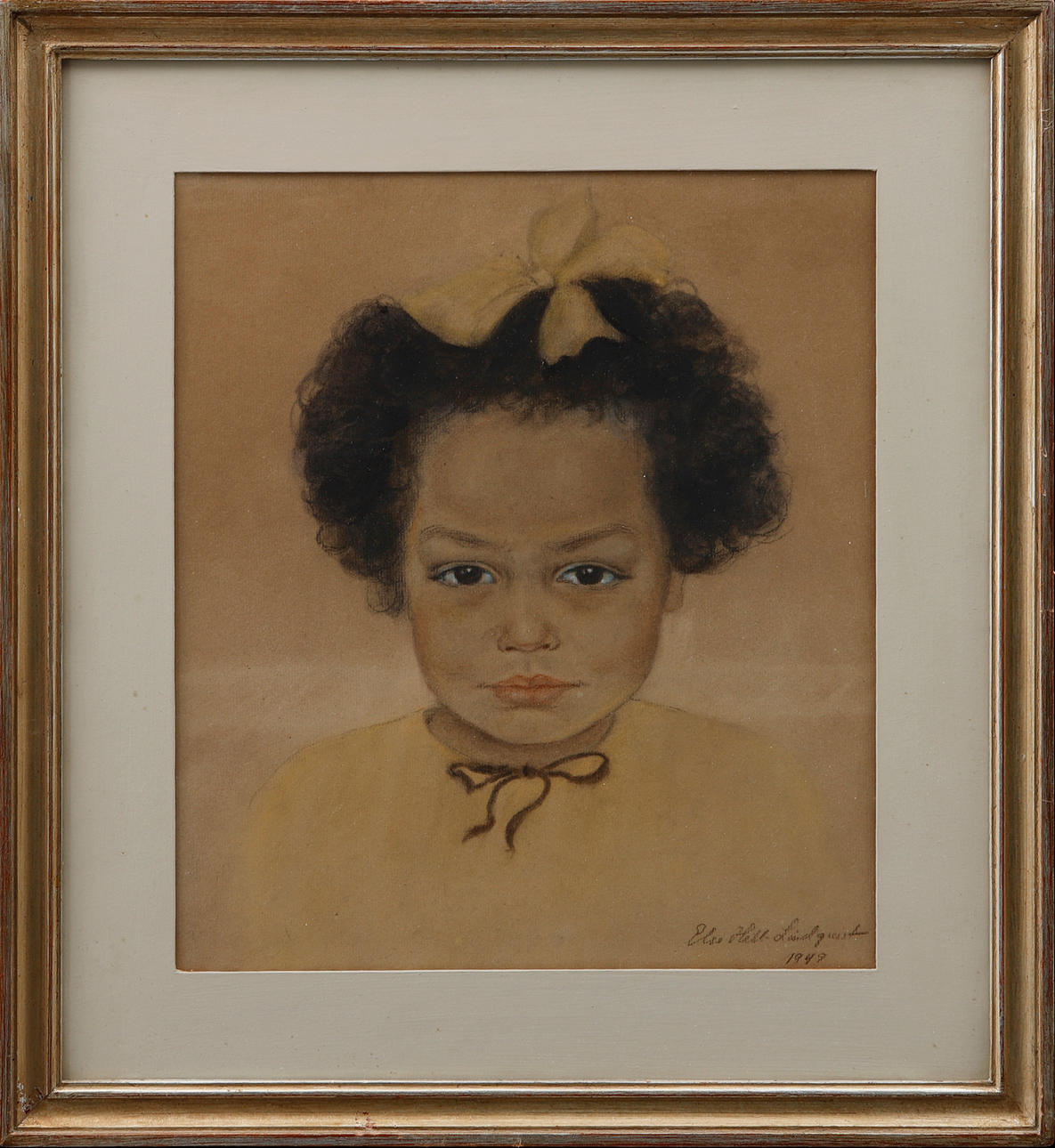 ELSA HILL-LINDQUIST. Portrait, drawing, signed and dated 1949.