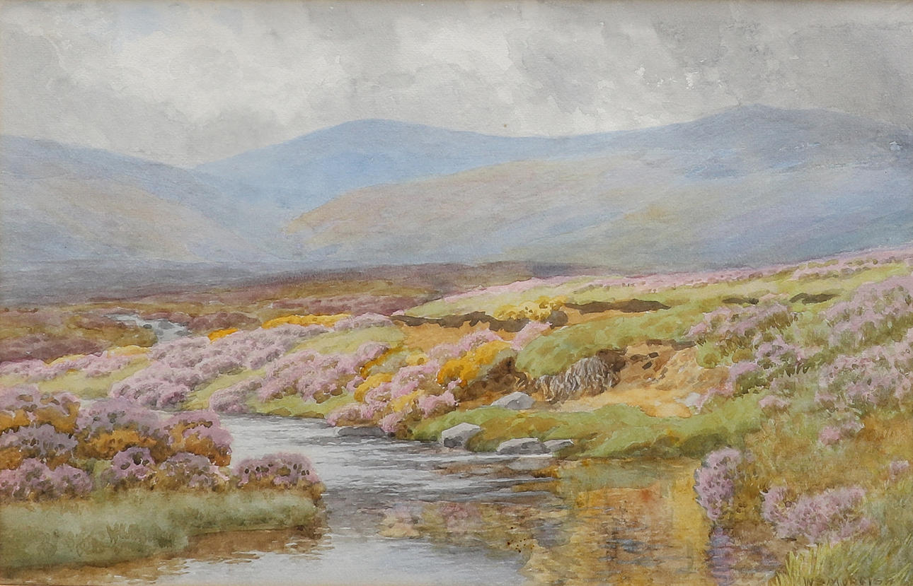 WILLIAM SNELL MORRISH (1844-1917). DEVON MOORLAND WATER LANDSCAPE.