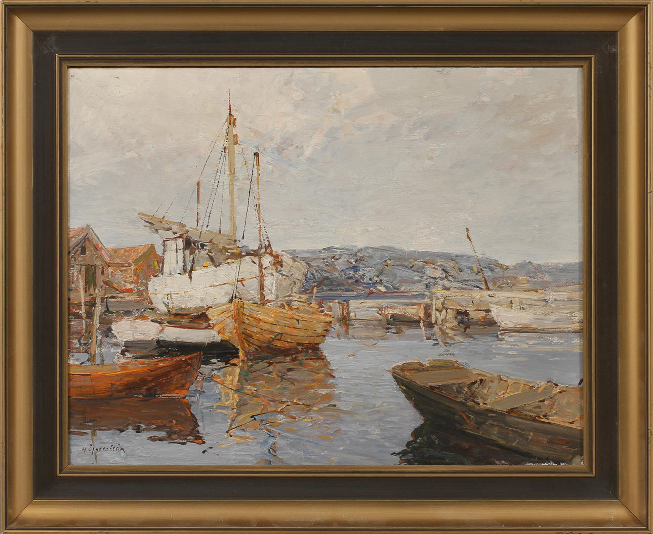 HUGO ÖFVERSTRÖM. Kustbild, olja på duk, signerad.