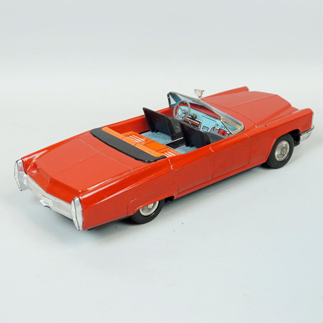 1950s Bandai Tin Friction Motor Cabriolet Model A Style Toy Car w Folding Top | #511936486