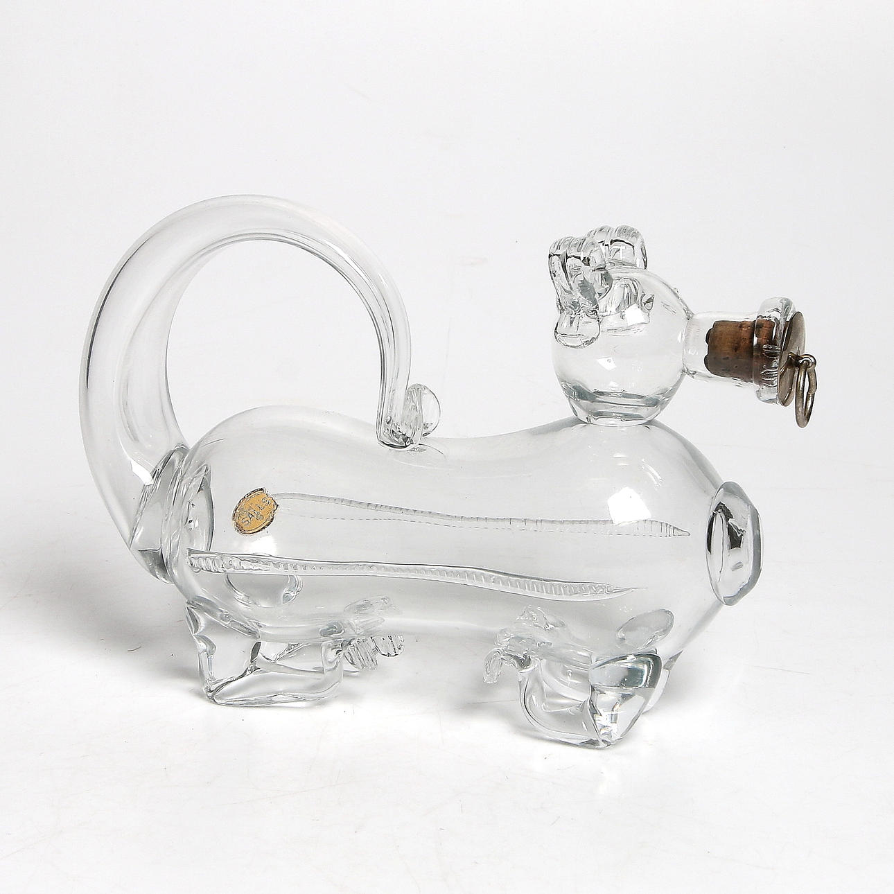 BRÄNNVINSFLASKA / BRÄNNVINSHUND, glas. 1900-tal.