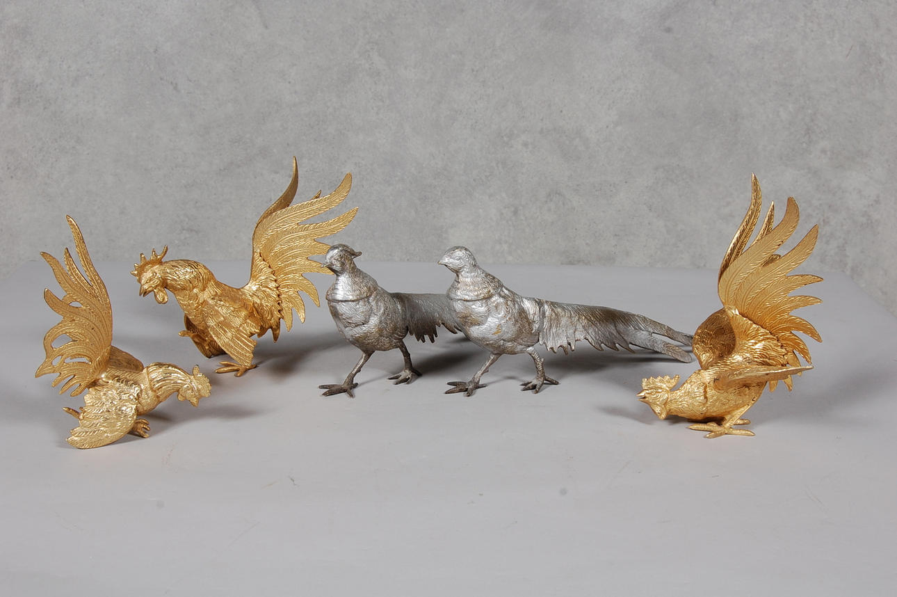 BORDSDEKORATIONER, fasaner, tuppar, 5 delar.