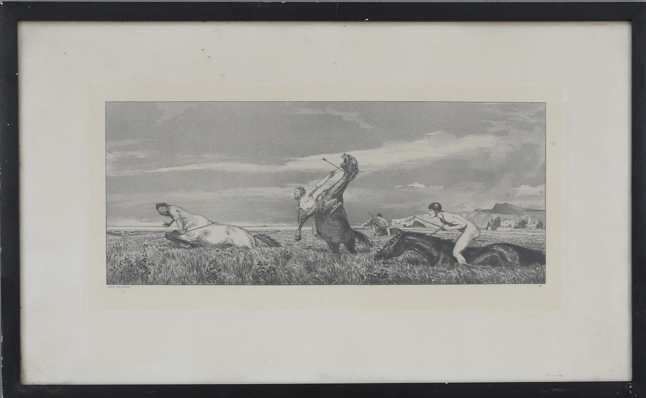 MAX KLINGER. radering, "Verfolgter Centaur", ark III.
