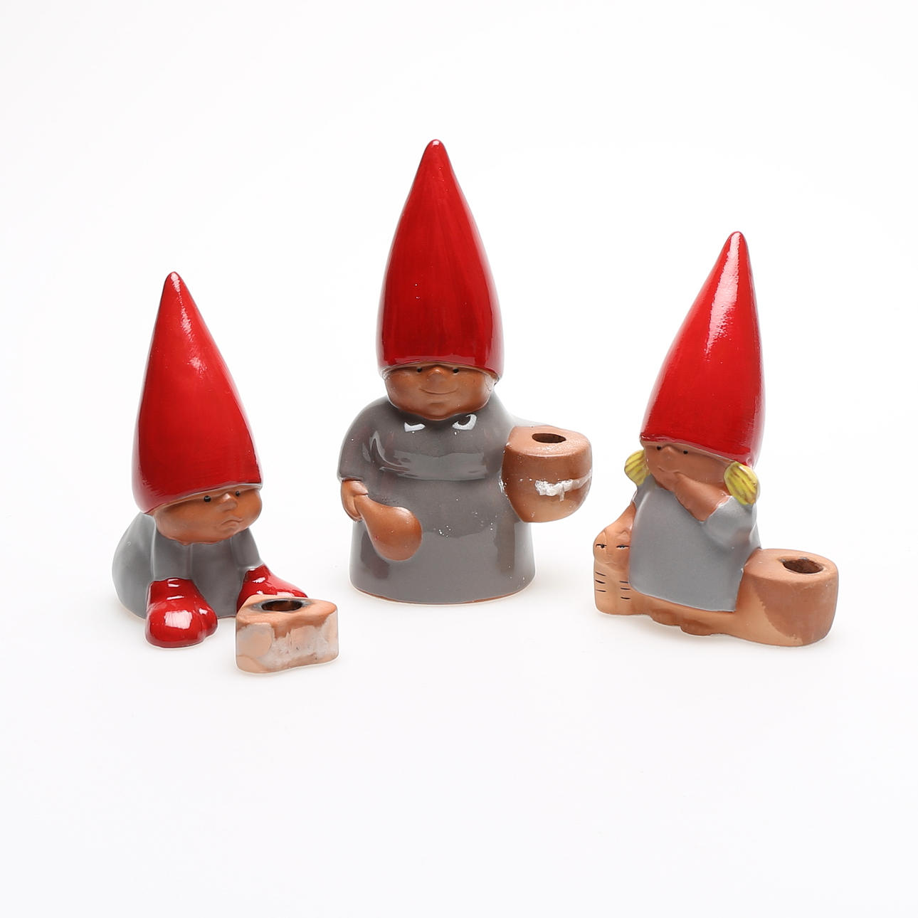 FIGURINER (3), lergods, tomtar, Lisa Larson.