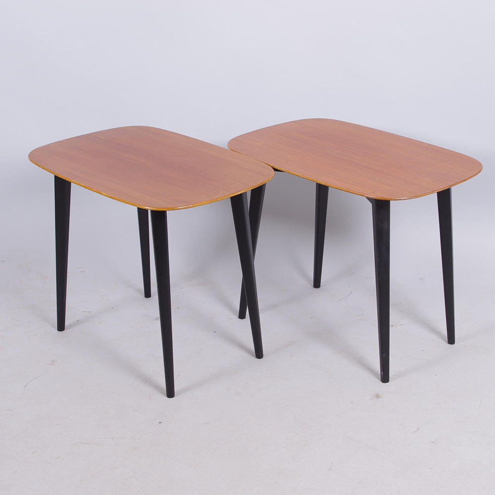 LAMPBORD, 1 par, teak med svart benställning, Bengt Ruda bör NK.