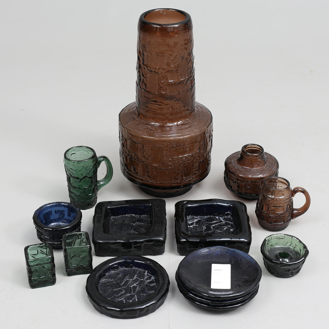 GLAS, 14 delar, Göte Augustsson, Ruda Glasbruk.