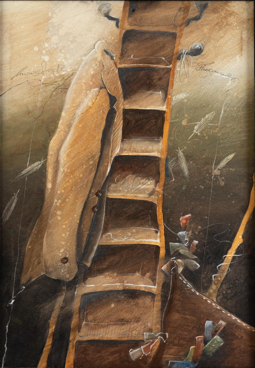 REINHARDT ZADO (1951). Bodegón con estante.