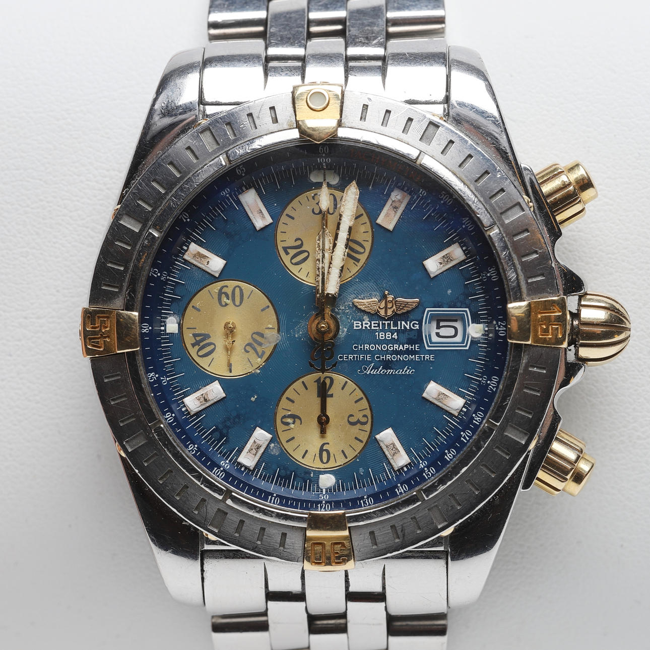 BREITLING. wristwatch, "Chronomat Evolution" Automatic, 18k gold & steel.