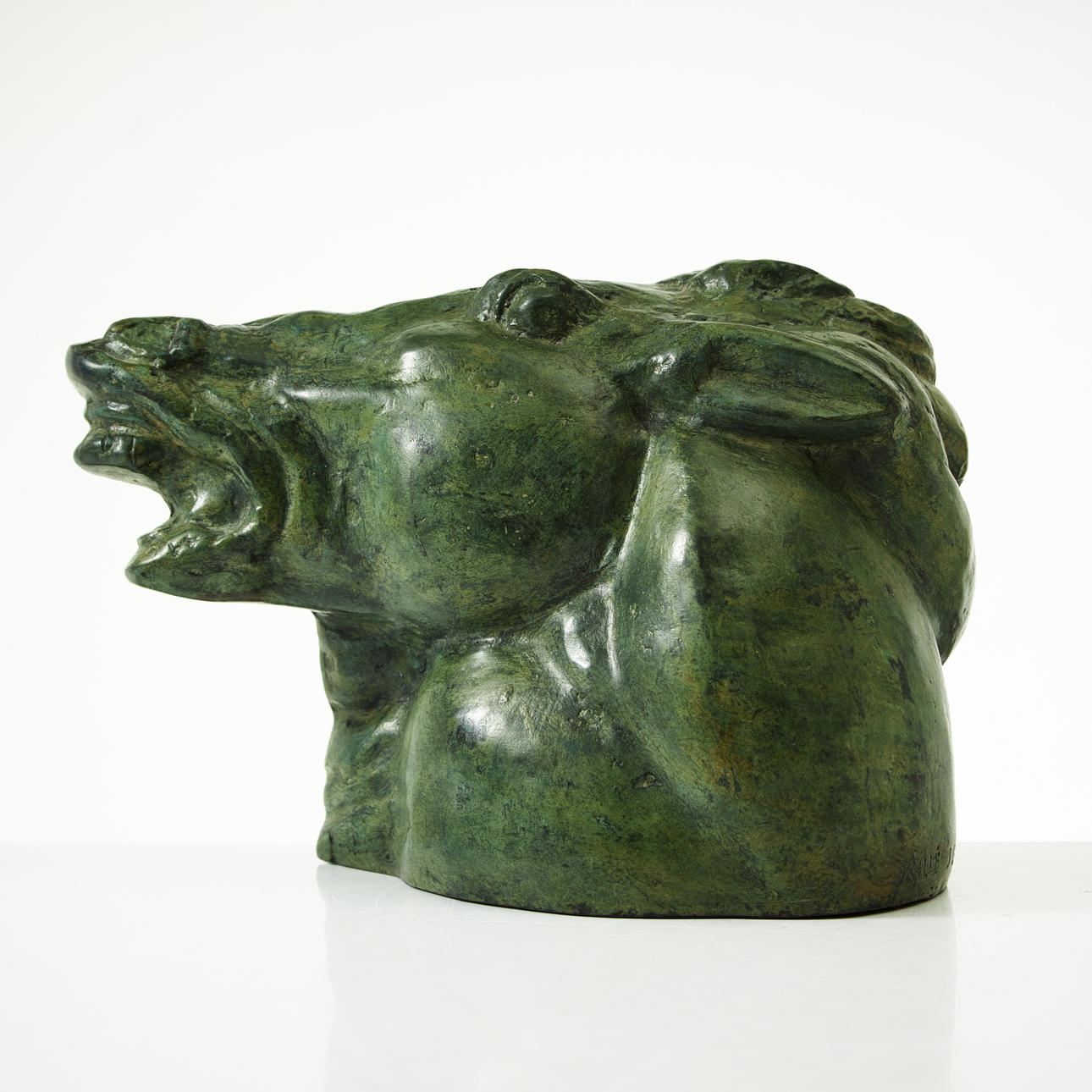 CARL MILLES. EFTER. Hästhuvud, patinerad brons, märkt MILLESGÅRDEN.