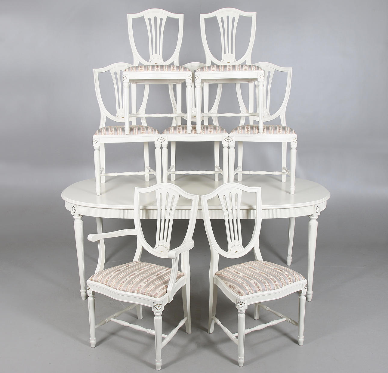 MATSALSGRUPP, 10 delar, gustaviansk stil. 1900-talets andra hälft.