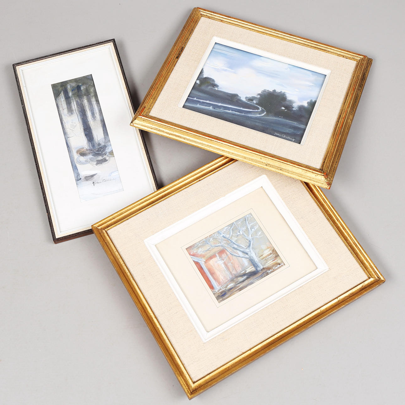 JOHN CARLBERG. Akvareller, 3 st, signerade.