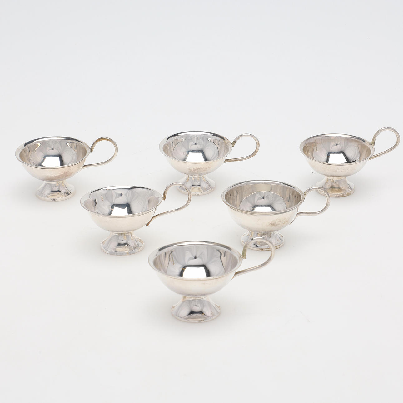 PUNCH CUPS, 6 pcs. Case, nickel silver EPN.