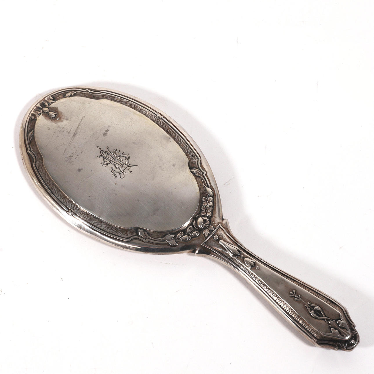 VANITY MIRROR. SILVER 800. DECORATED.