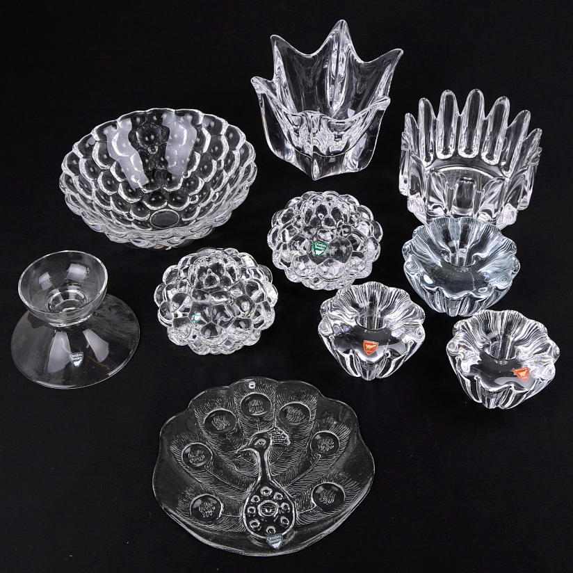 GLASFÖREMÅL, 10 st Orrefors.