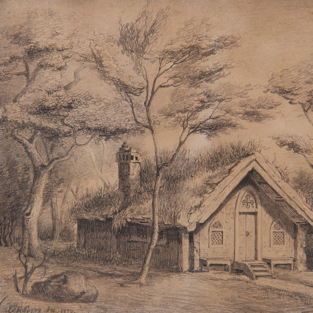 AXEL BORG. Blyerts, signerad och daterad 1870.