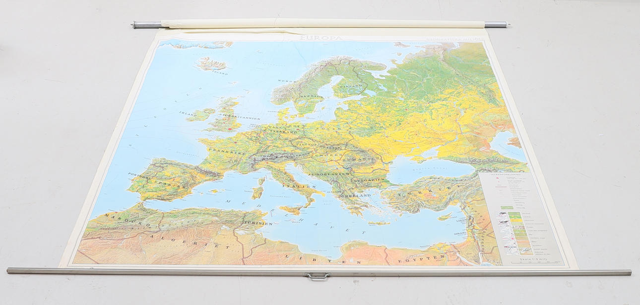 KOULUKARTTA, Esselte Kartförlag, 1900-luku.