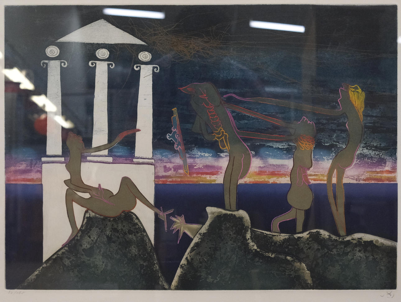 ROBERTO MATTA. LITOGRAFI, ABSTRAKT KOMPOSITION.