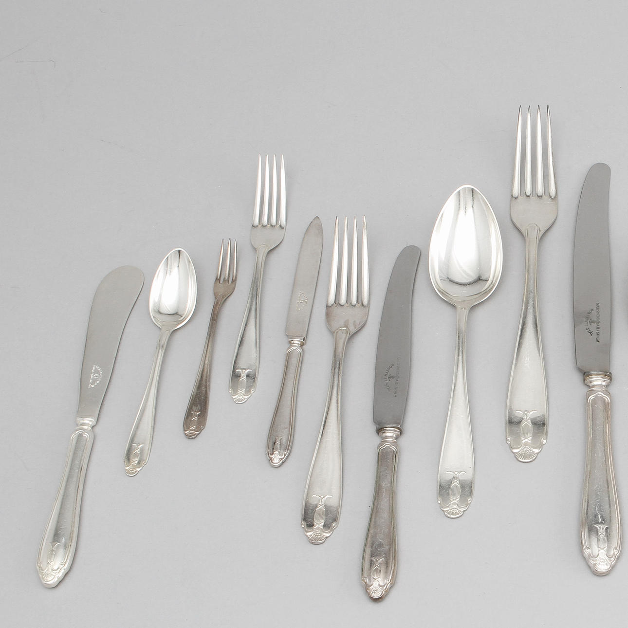 BESTICKUPPSÄTTNING, 121 delar, nysilver, "Vasakärven", GAB, Jacob Ängman.