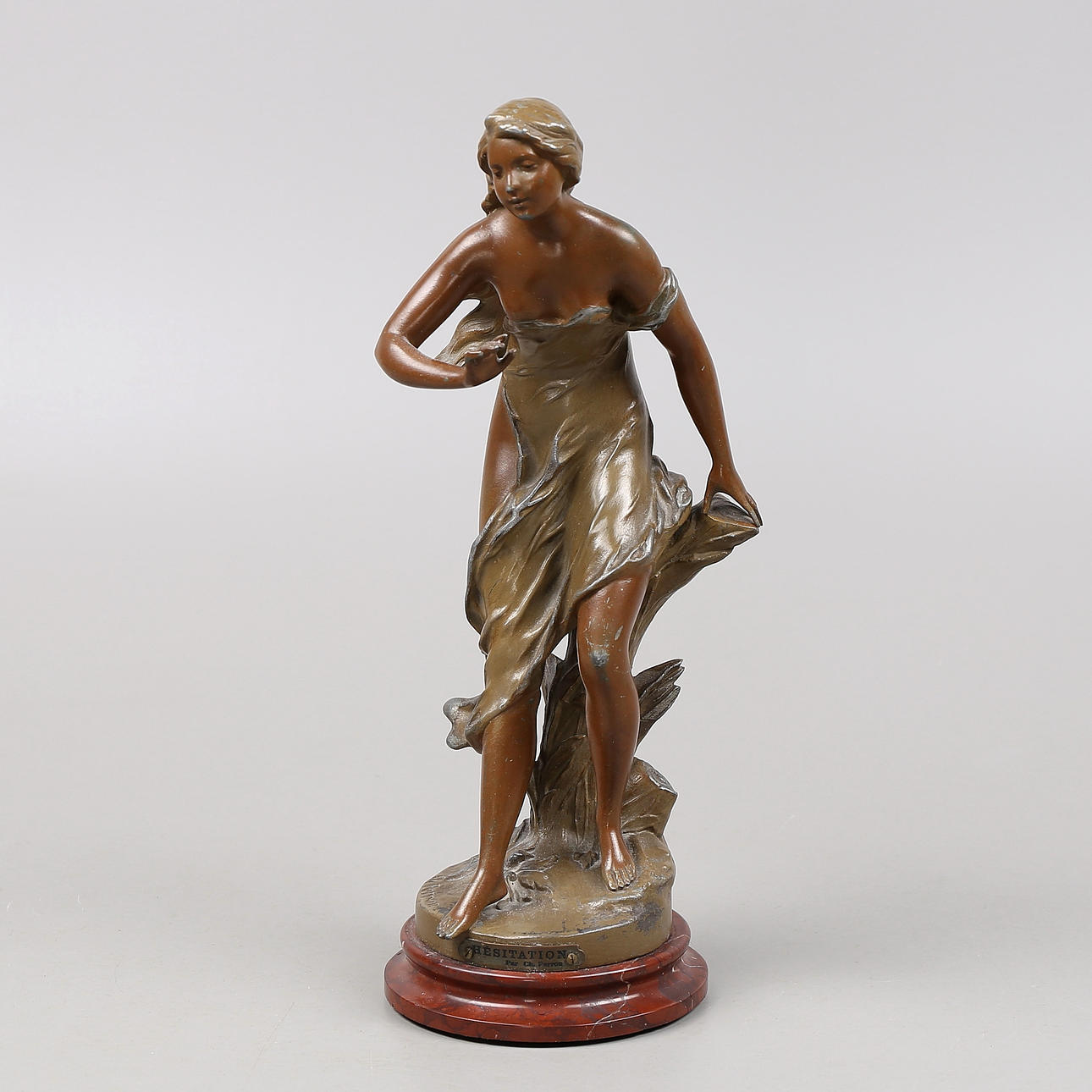 CHARLES THEODORE PERRON. Figur, Metall, Jugendstil. 1920er.