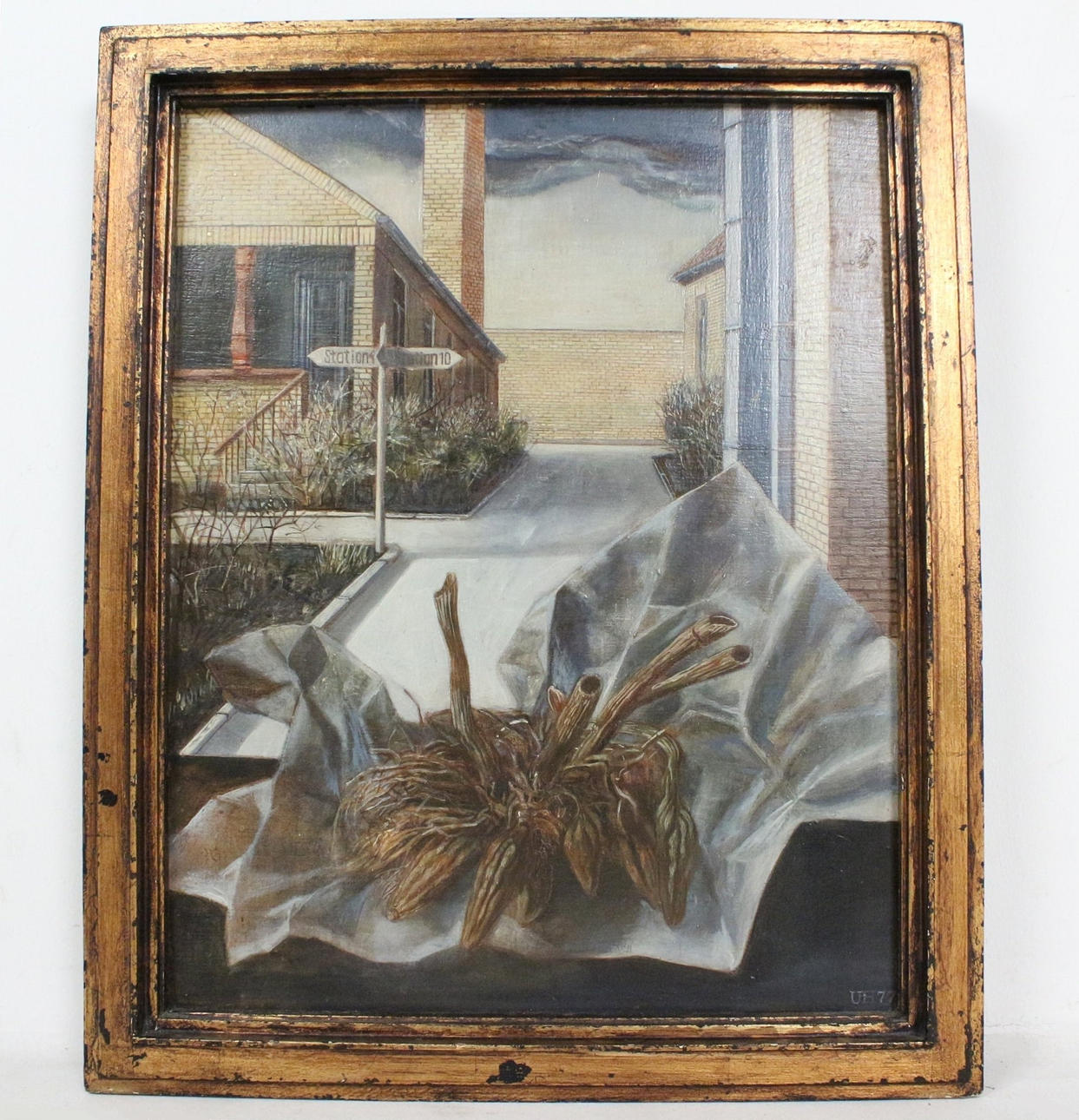 ULRICH HACHULLA (bk). 'Still Life with Dahlia Root', 1977, mixed media, signed.