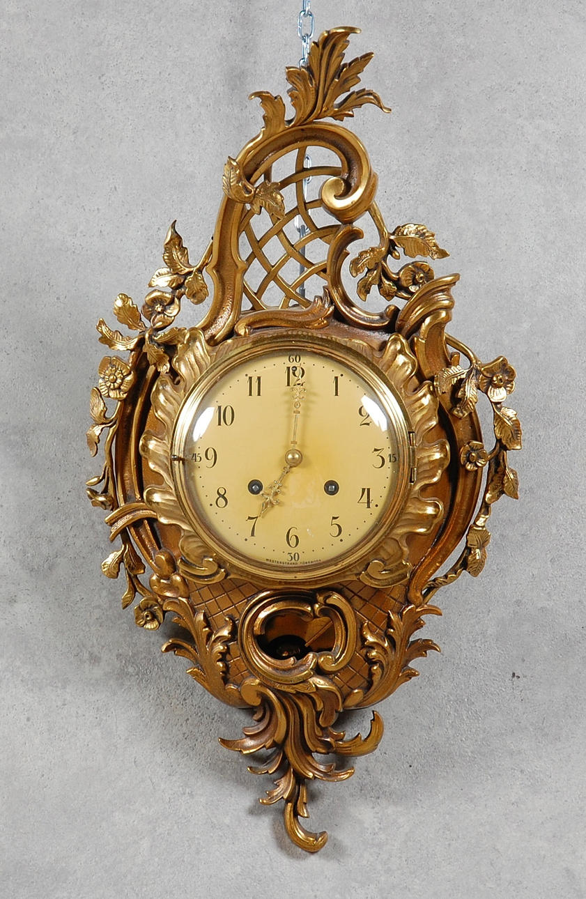 VÄGGPENDYL, brons, rokokostil, 1900-tal.