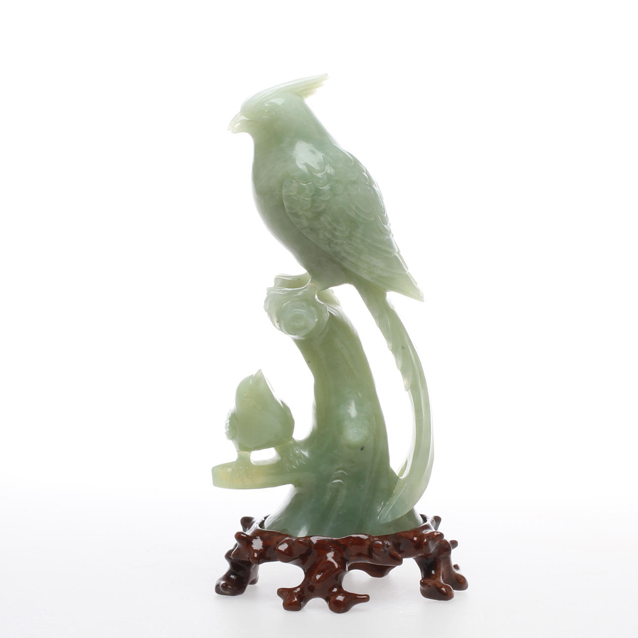 FIGURIN, jade, fåglar på kvist, Kina.