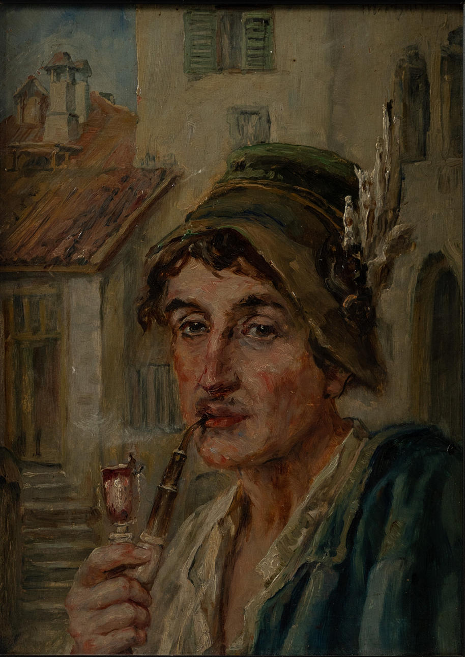 MARIE PHILIPS-WEBER (CA. 1845-CA. 1942). Junger Mann mit Pfeife.