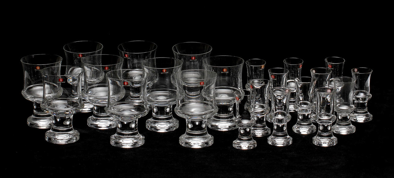 GLAS, 22 delar, "Tavastia", Tapio Wirkkala, Iittala, 1900-talets slut.