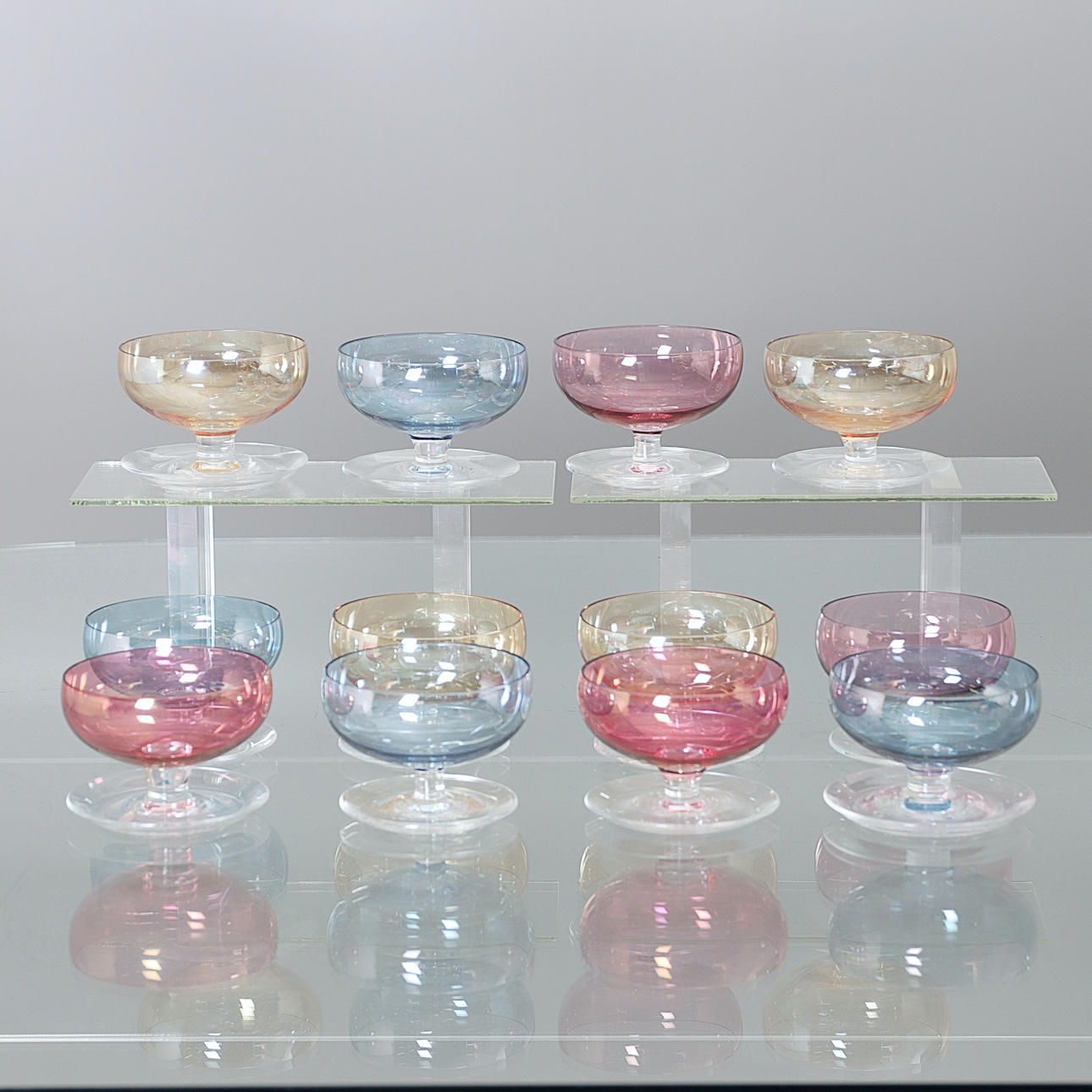 DESSERT BOWS, 12 pcs, colored glass, Johansfors, 1960s. Glass - Utility ...