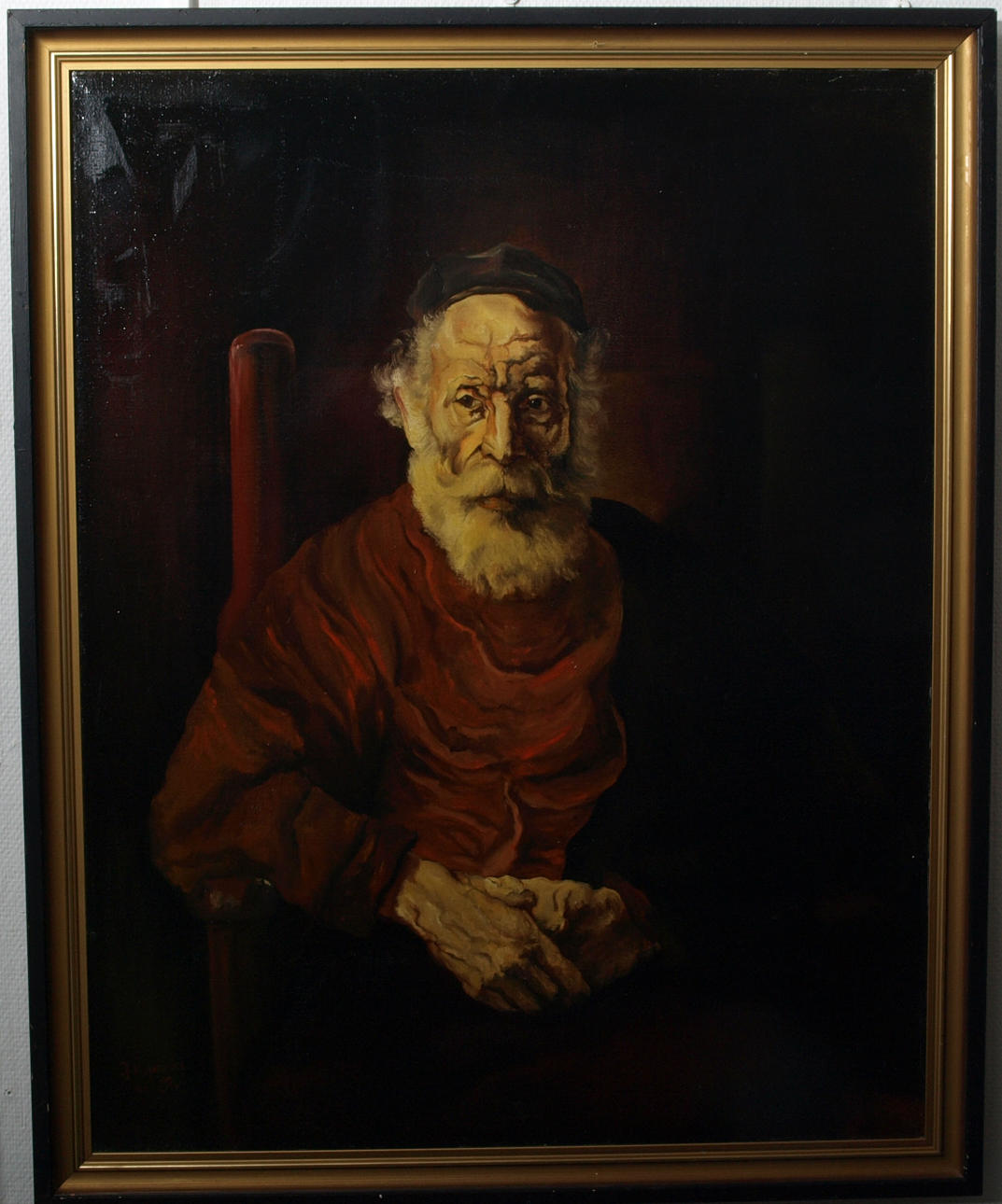 JYSTYNA KOPANIA. Olja på duk, "Man in red", signerad J Kopania nov -81, Polen.