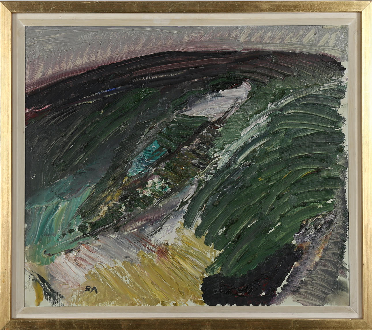 BERTIL ANDERSSON. Landskap, olja på pannå, signerad B A.