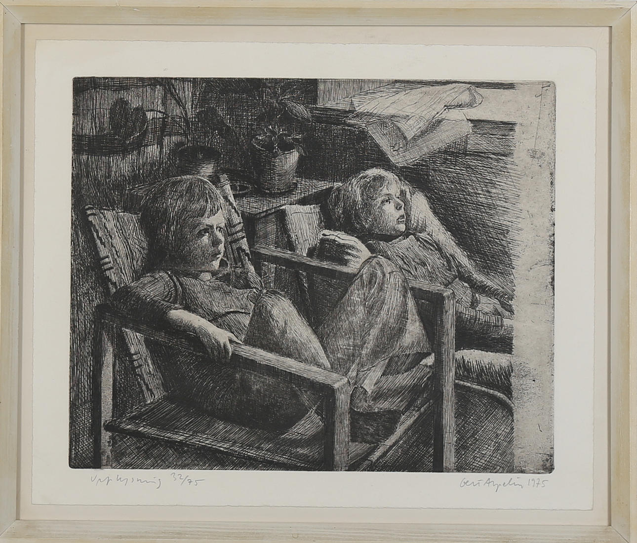 GERT ASPELIN. "Upplysning", etsning nr 32/75, signerad och daterad 1975.