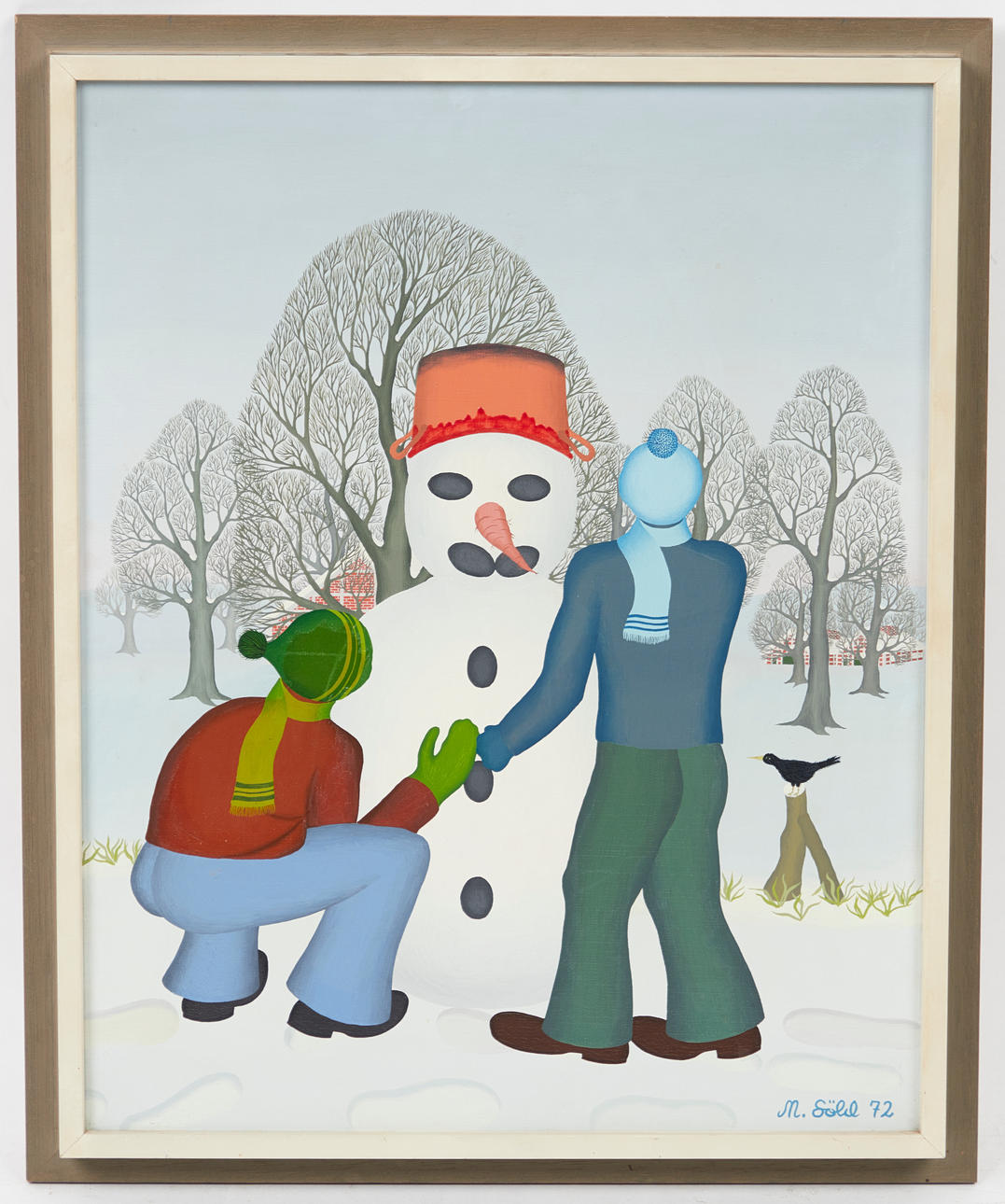 MANFRED SÖHL. Gemälde, Schneespaß, 1972.