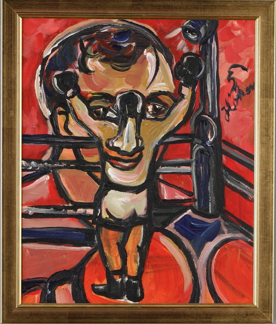 SVEN-ARNE "HÖKEN" HÖKENSTRÖM. "Gatans Kung Rocky Marciano", olja på duk, signerad.