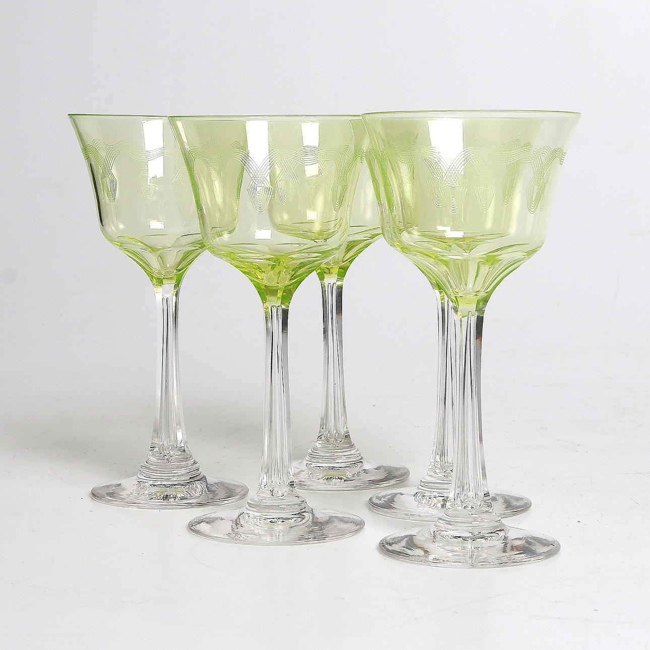 VITVINSGLAS, 5 st, sannolikt Bömen. 1900-tal.