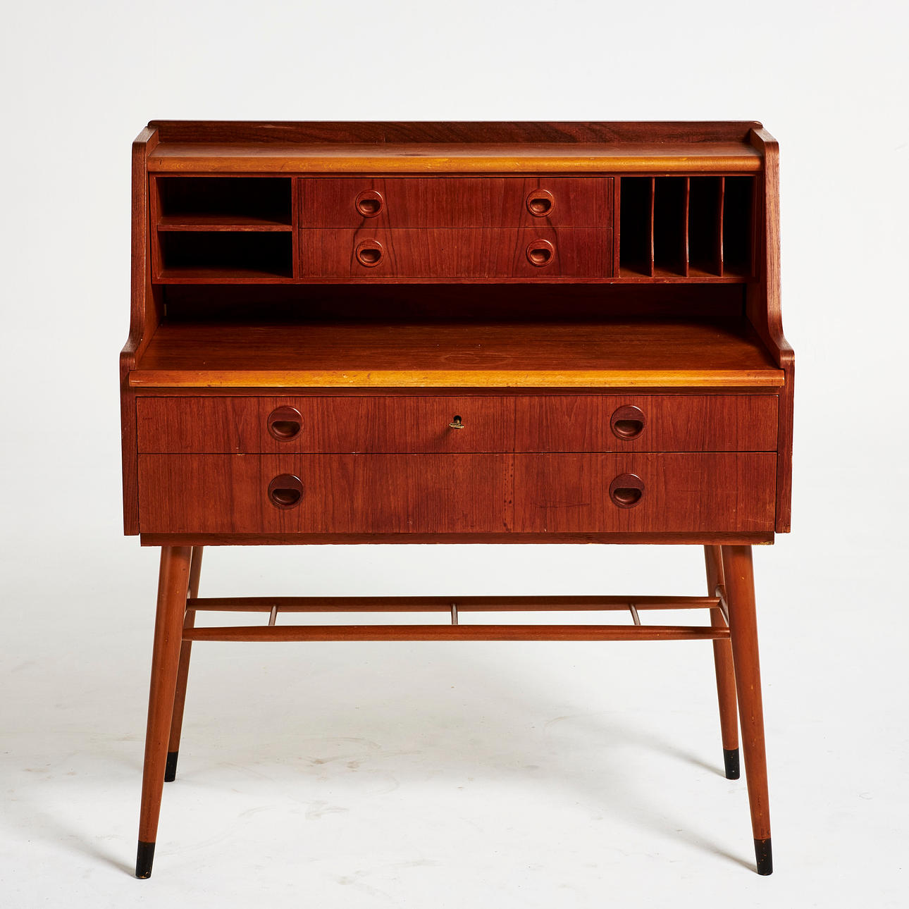 DESK, teak, mid-20th century.