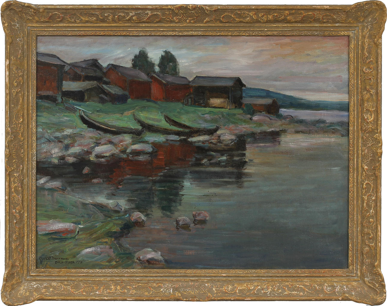 GÖSTA WESSTRÖM. Motiv från Dala Floda, olja på duk, sign o dat 1928.
