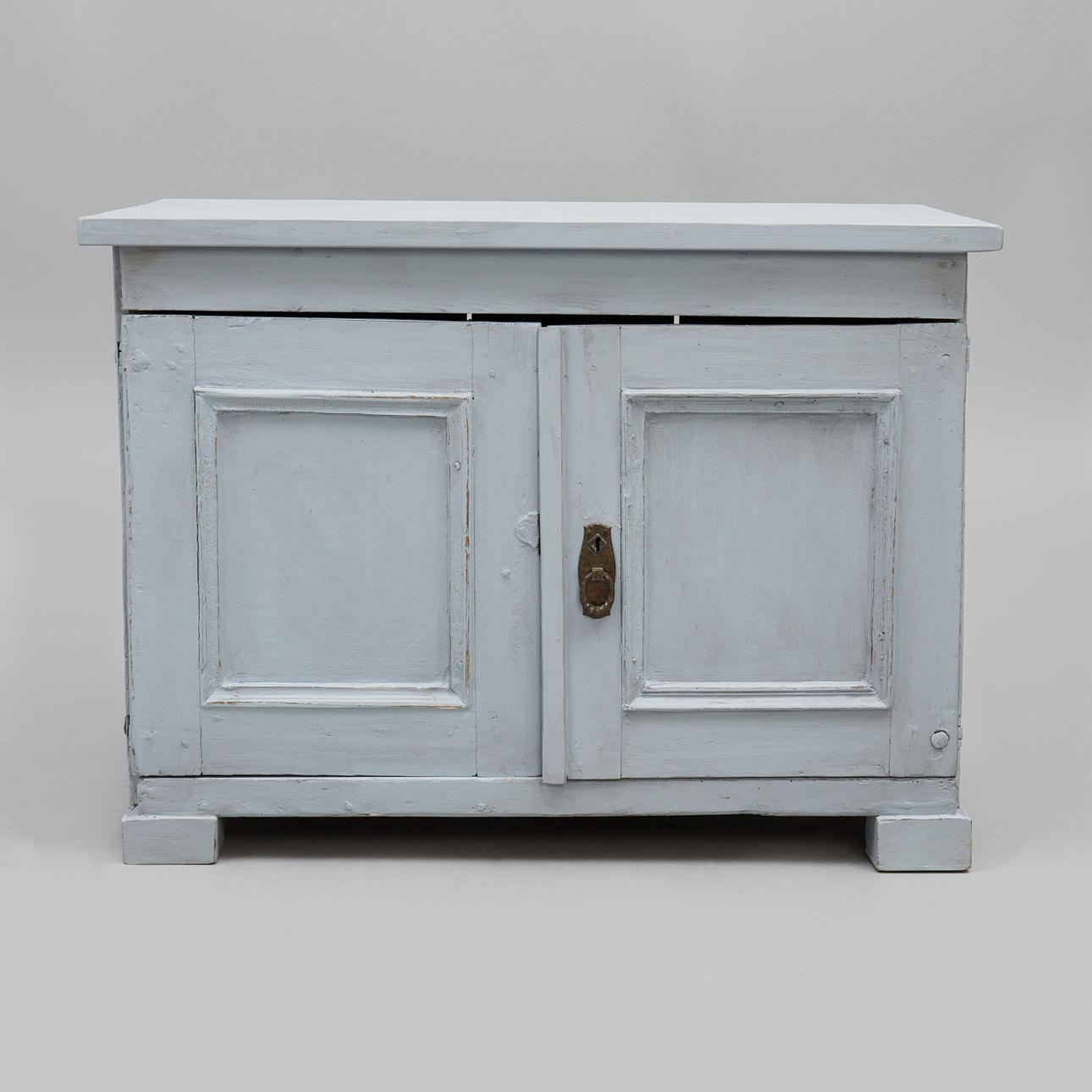 CABINET, early 19th century, two cupboard doors, painted grey ...